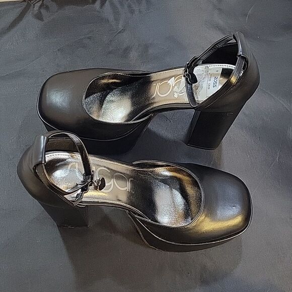 BRAND NEW WOMEN"S SUGAR SKYHIGH LEATHER ANKLE STRAP HEELS - Picture 7 of 16